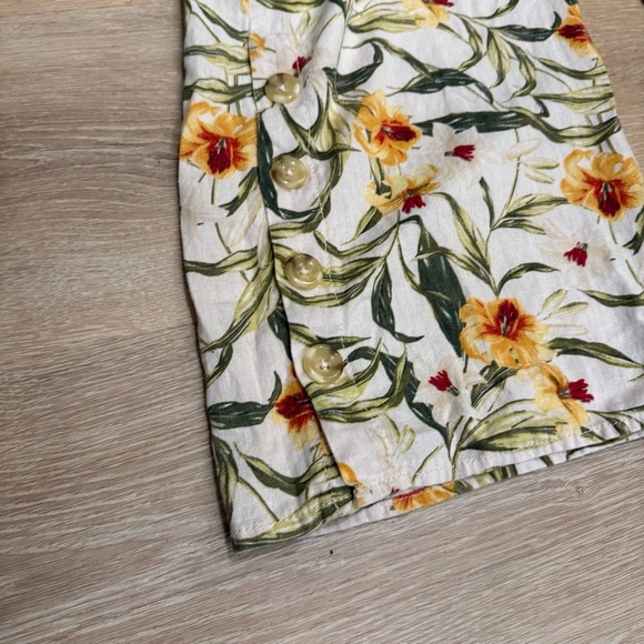 Kensie Jeans 100% Linen Floral Print Jumpsuit Relaxed Boho Lagenlook Sz Large - Picture 6 of 12